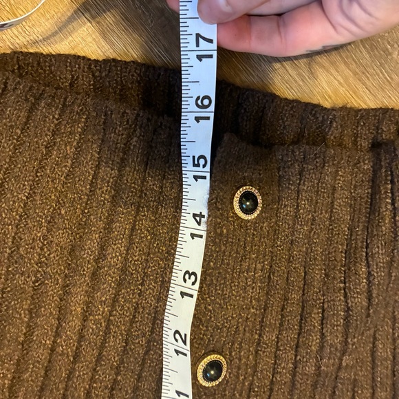Brown Ribbed Cardigan with Faux Fur Collar & Cuffs - Picture 5 of 7